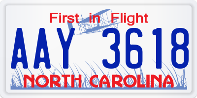 NC license plate AAY3618