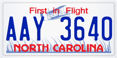 NC license plate AAY3640