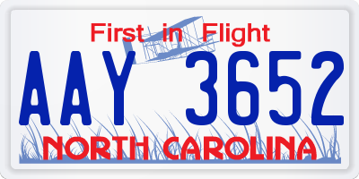 NC license plate AAY3652