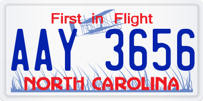 NC license plate AAY3656