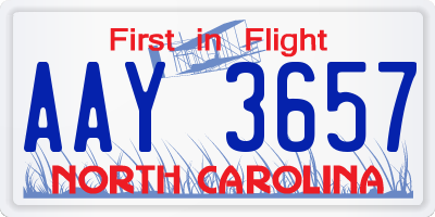 NC license plate AAY3657