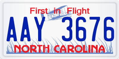 NC license plate AAY3676