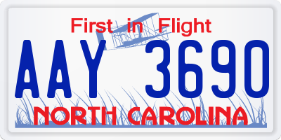 NC license plate AAY3690