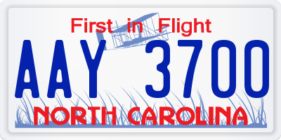 NC license plate AAY3700