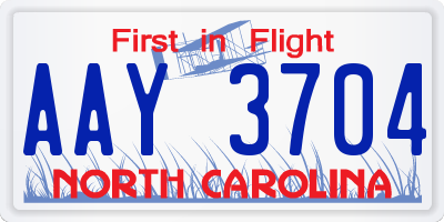 NC license plate AAY3704
