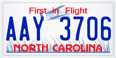 NC license plate AAY3706