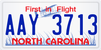 NC license plate AAY3713