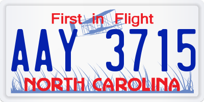NC license plate AAY3715