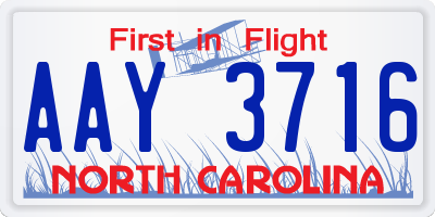 NC license plate AAY3716
