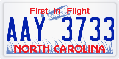 NC license plate AAY3733