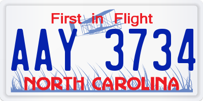 NC license plate AAY3734