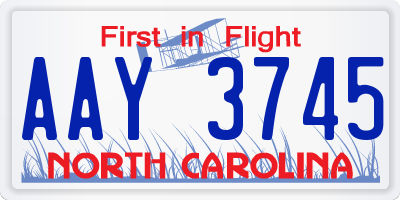 NC license plate AAY3745