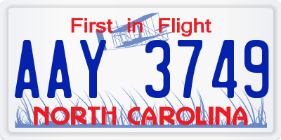 NC license plate AAY3749