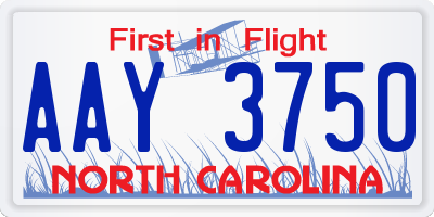 NC license plate AAY3750