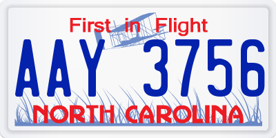 NC license plate AAY3756