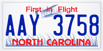 NC license plate AAY3758