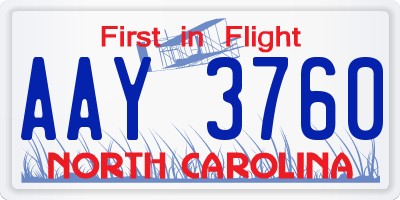 NC license plate AAY3760