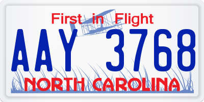 NC license plate AAY3768