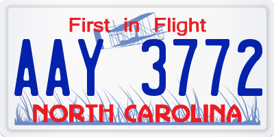 NC license plate AAY3772