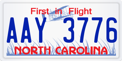 NC license plate AAY3776