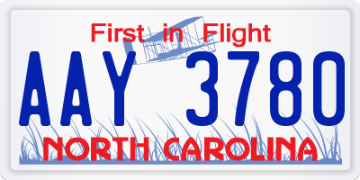 NC license plate AAY3780