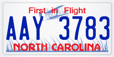 NC license plate AAY3783
