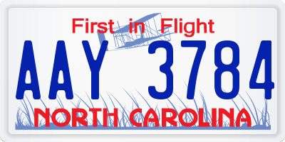 NC license plate AAY3784