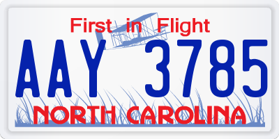 NC license plate AAY3785
