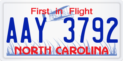NC license plate AAY3792