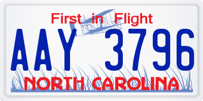 NC license plate AAY3796