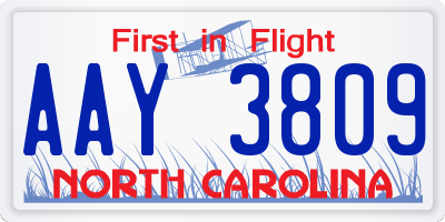 NC license plate AAY3809