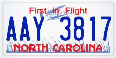NC license plate AAY3817