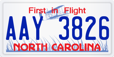 NC license plate AAY3826