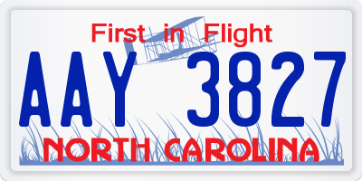 NC license plate AAY3827