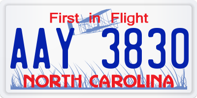 NC license plate AAY3830