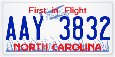 NC license plate AAY3832