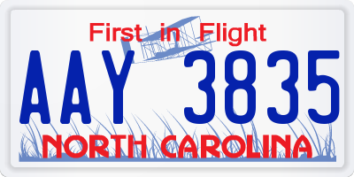 NC license plate AAY3835