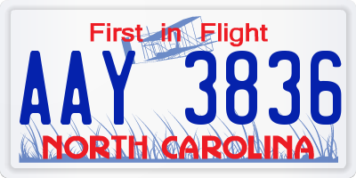 NC license plate AAY3836