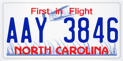 NC license plate AAY3846