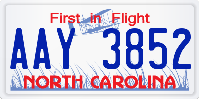NC license plate AAY3852