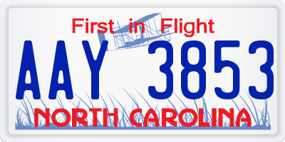 NC license plate AAY3853