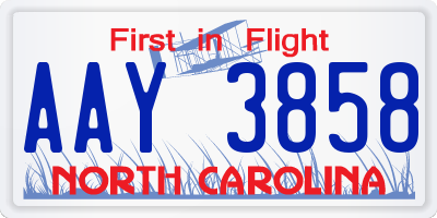 NC license plate AAY3858