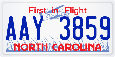 NC license plate AAY3859