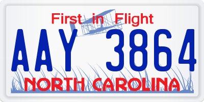 NC license plate AAY3864