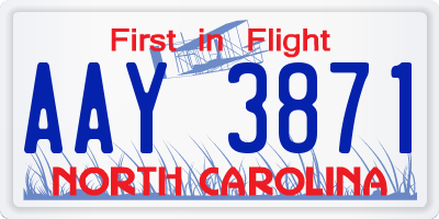 NC license plate AAY3871