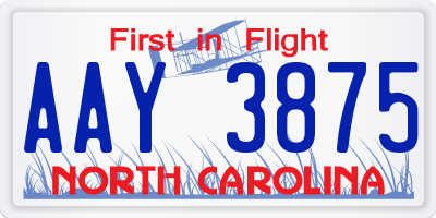 NC license plate AAY3875