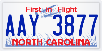 NC license plate AAY3877