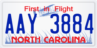 NC license plate AAY3884