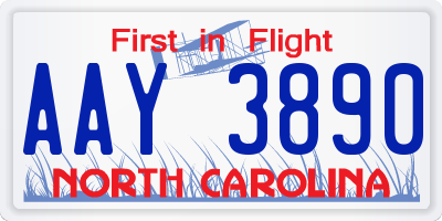 NC license plate AAY3890