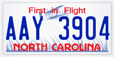 NC license plate AAY3904